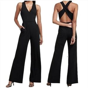 Express Black Sleeveless Jumpsuit with Cross-Back Straps